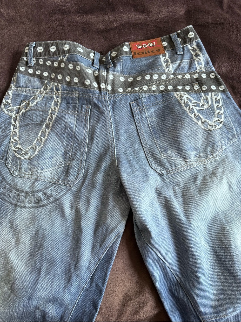 Loiter x Yu-Gi-Oh Denim Jeans Size 32 β Printed Anime Streetwear Pants β Rare - Picture 8 of 16